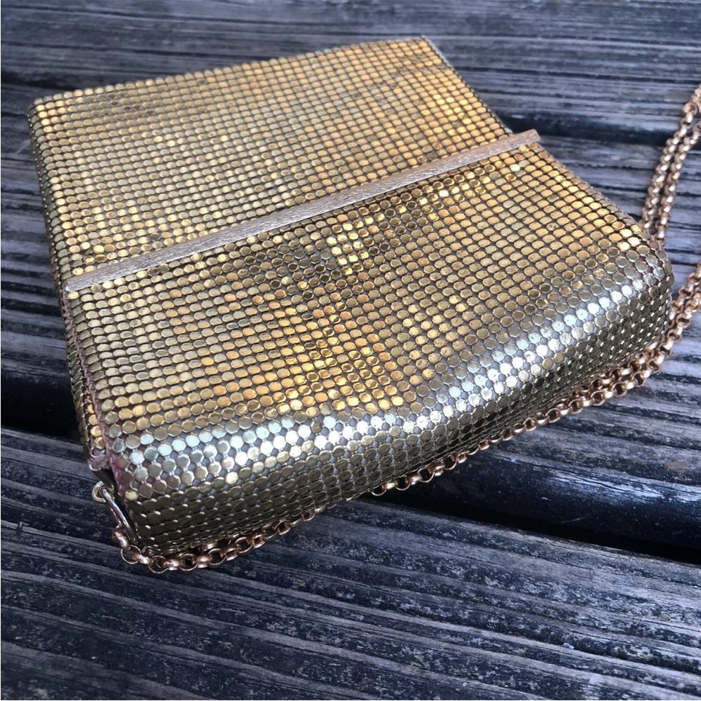 Whiting & Davis Gold Mesh Box Purse Evening Metal Clutch Bag Vintage 50s 60s - Picture 6 of 10